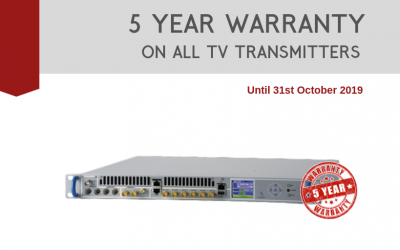 Limited time offer: 5 year warranty on all TV transmitters